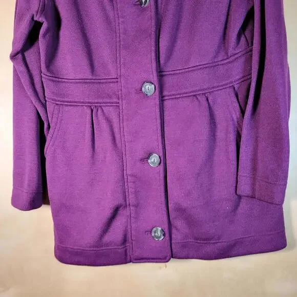 Metaphor Eggplant Purple Fleece Button Front Pockets Jacket Women Size L - Picture 8 of 10